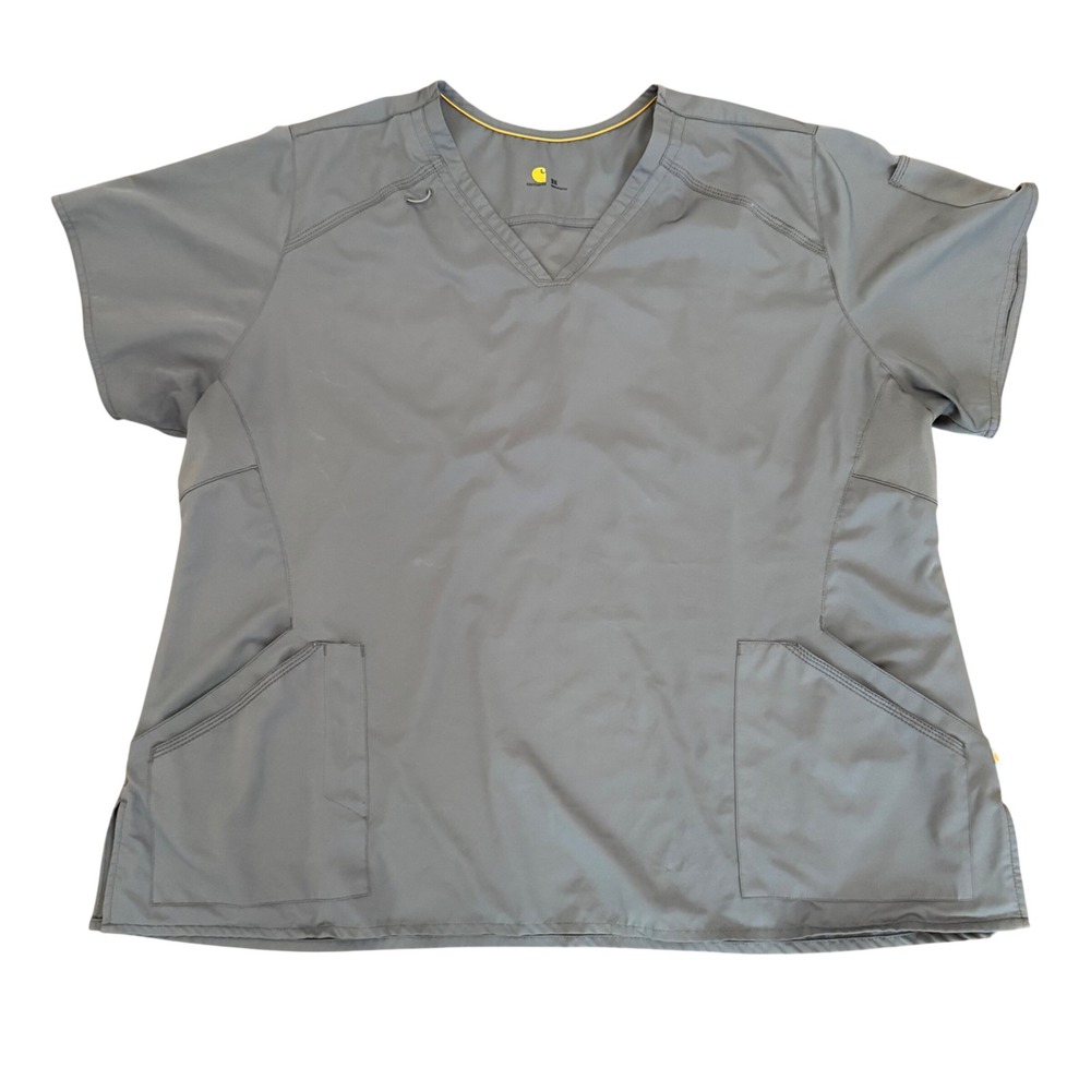 Carhartt Force Mens 3XL Gray Scrub Top Short Sleeve Utility Medical Uniform
